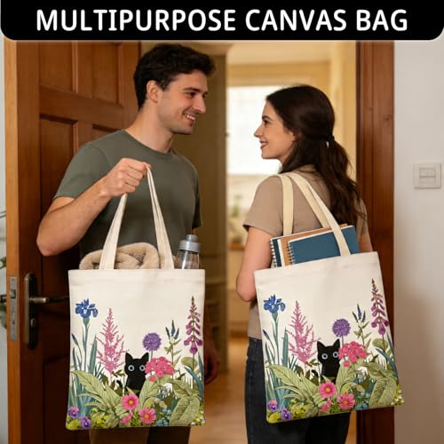 AiHeart Aesthetic Canvas Tote Bag for Women,Tote Bag with Inner Pocket,Pouch Bags for Women,Reusable Shopping Bags