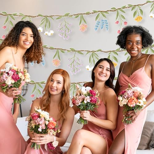 Cheerland Flower Banner Wildflower Garland Floral for Enchanted Garden Theme Wedding Wild Birthday Baby Bloom Fairy Tale T...