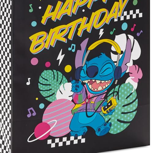 Hallmark Disney 13" Large Birthday Gift Bag with Tissue Paper (Lilo and Stitch) for Kids, Grandchildren, Friends