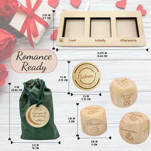 Deluxe Date Night Dice Game – 6 Dice, Decision Coin, Game Board & Carry Bag – Couples Gift for Newlyweds, Anniversary, Wed...
