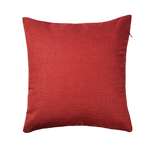 RainRoad Red Decorative Throw Pillow Cover for Sofa Couch Bedroom Car Cotton Linen Pillow Case Cushion Cover Set of 2,18x1...