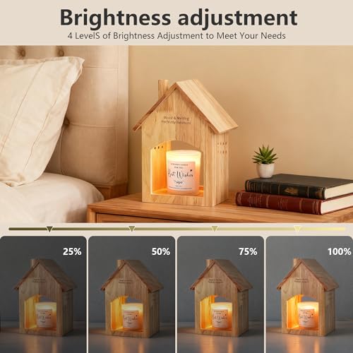 Peppry Candle Warmer Lamp with Timer, Wooden Electric Warming Light for Jar Candles, Dimmable Farmhouse Rustic Warmers Lam...