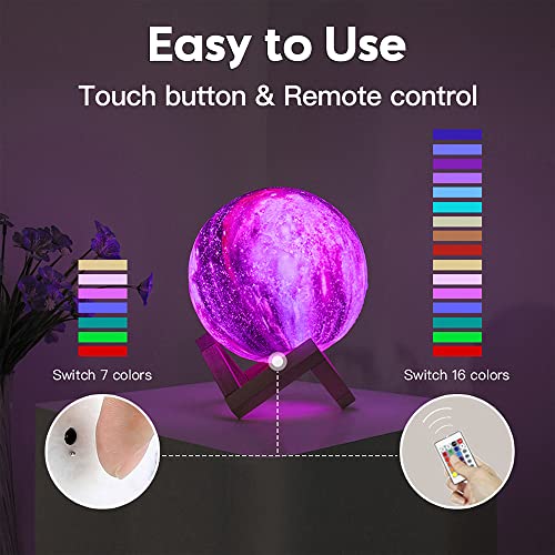 BRIGHTWORLD Moon Lamp Galaxy Lamp 5.9 inch 16 Colors LED 3D Moon Light, Remote & Touch Control Moon Night Light Gifts for ...