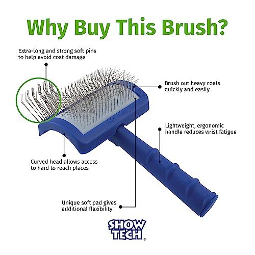 Show Tech Tuffer Than Tangles Slicker Brush for Dog Grooming with Long, Soft Pins, Medium Size, Perfect for Doodle Breeds,...