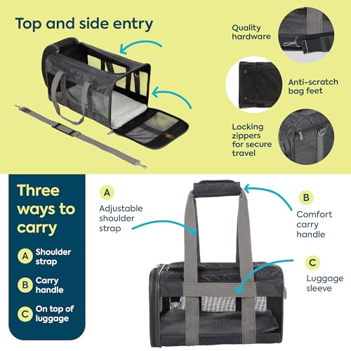 Sherpa Pet Carrier Airline Approved with Spring Wire Frame - Cat Carrier and Dog Carriers for Airline Travel and Vet Visit...