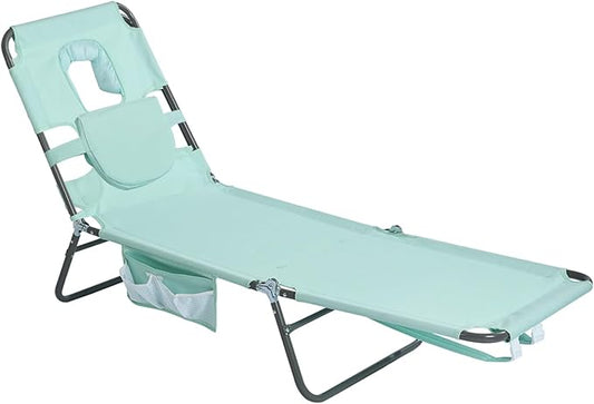 SUNNYFEEL Beach Lounge Chair, Backpack Reclining Beach Chairs Lay Flat, Sun Face Down Tanning Chair, Folding Camping Chair...
