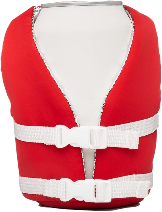 Puffin - The Buoy Beverage Life Vest - Insulated Can Cooler, Flag Red