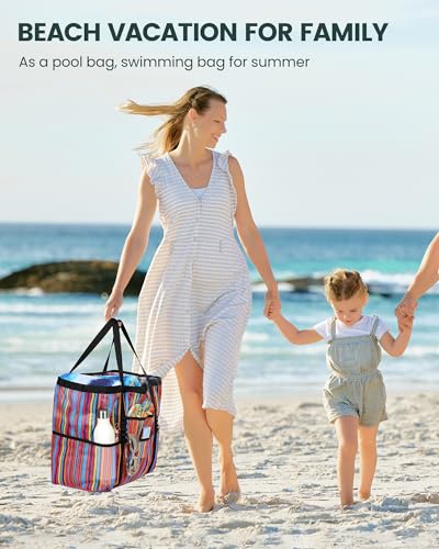 DOFOWORK Beach Bags for Women - Large Tote Bag with Wet Pocket, Waterproof Sandproof with Zipper