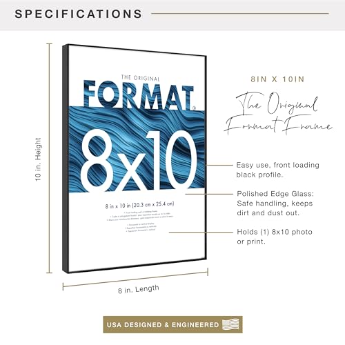 MCS Format 8x10 Picture Frame Black, Vertical & Horizontal Wall Hanging Picture Frame for Photos & Art Prints (6-Pack)