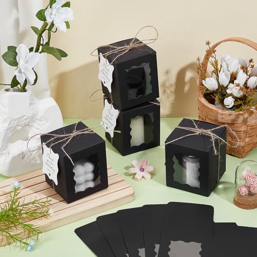 PH PandaHall 50 Sets Candles Gift Box, Clear Visible Kraft Paper Box 3.3x3.3x3.9 inch Candles Packaging Storage Box for 10...