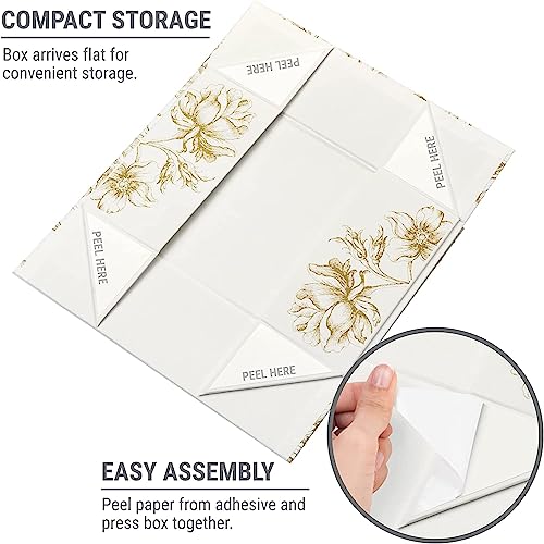 Sorarto Luxury Keepsake Gift Box 3-Pack | Gold Floral Decorative Boxes with Magnetic Lids for Presents, Wedding Memory Bo...
