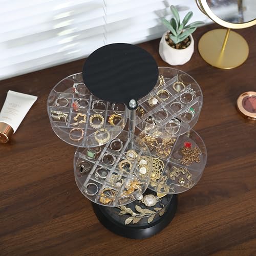 Clear 360 Degree Rotating Acrylic Jewelry Organizer for Dresser,Small Travel Earring Storage Box and Earring Organizers Ca...