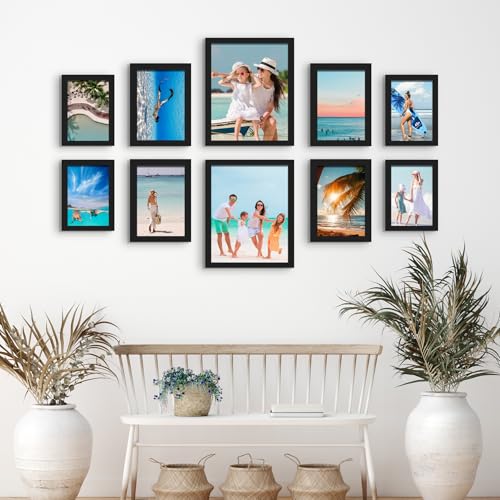BESCRCL 10 Pack Picture Frames Collage Wall Decor, Gallery Wall Frame Set for Tabletop or Wall Mounting Display, Multi Siz...