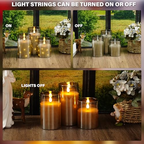 Nimiko Real Wax Flameless Candles Glass,Battery Operated LED Candles with Flickering Flame,Glass Shell,Interior Star Light...