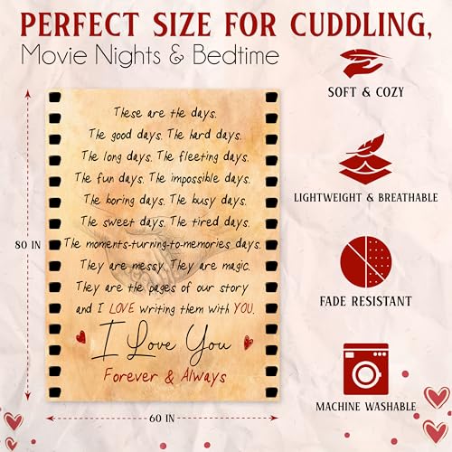 WRAPIX Anniversary Wedding Gifts for Husband Wife - Fleece Throw Blanket for Couch Bed 60x80 in - Mothers Day Fathers Day ...