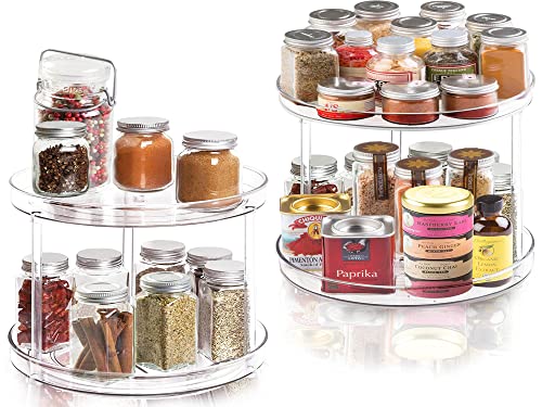 2 Tier Lazy Susan Bathroom Organizer, 9.25Inch Clear 360 Rotating Makeup Organizer for Vanity, Skincare Organizers Perfume...