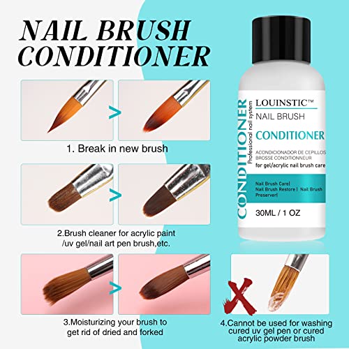 LOUINSTIC Nail Brush Cleaner and Conditioner - Quickly Clean Gel Nail Brushes, Paint Brushes, Airbrushes, Art Tools, Prese...