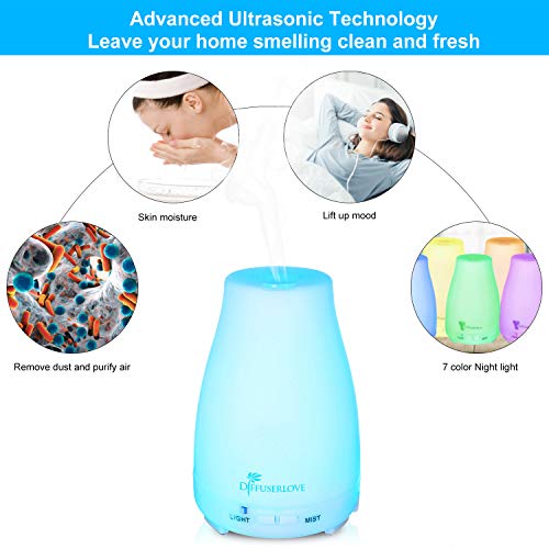 Diffuserlove Essential Oil Diffusers 200ML Remote Control Ultrasonic Mist Humidifiers BPA-Free Aromatherapy Diffuser with ...