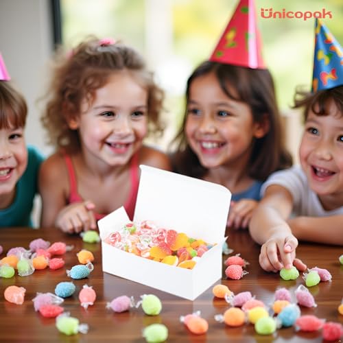 UnicoPak 20 Pack White Small Gift Boxes, 1/2 Lb. Candy Boxes, Food-grade Material, Ideal for Food or Gift Packaging, Gifti...