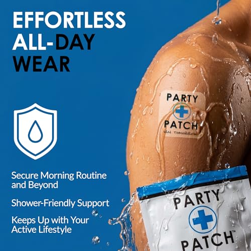 Party Patch Social Lifestyle Patch 5-Pack – Transparent Topical Adhesive for Festivals, Weddings & Active Events – Water-R...