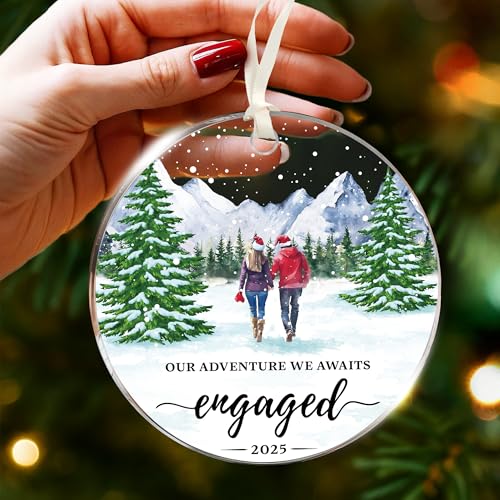 Engagement Gifts for Couples - Impressive 2025 Engagement Ornament Set, Timeless First Christmas Engaged Ornament, Unique ...