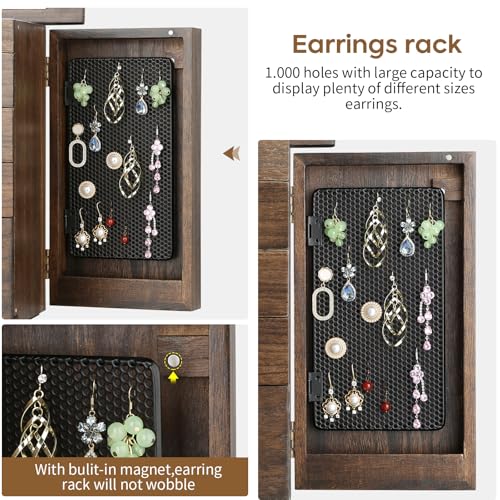 Meangood Jewelry Box Jewelry Organizer, 5-Layer Wooden Jewelry Organizers and Storage Boxes for Women Girls, Ring Earring ...