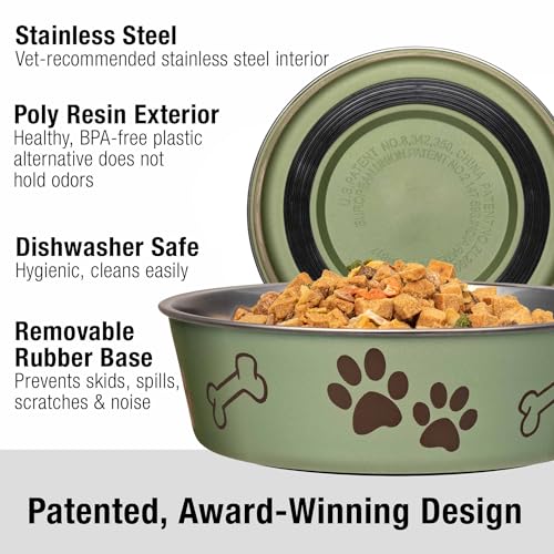 Loving Pets Bella Dog Bowls- Stainless Steel Dog & Cat Bowls - Spill Proof Dog Food Bowl, Cat Bowl, Puppy Essentials & Pet...