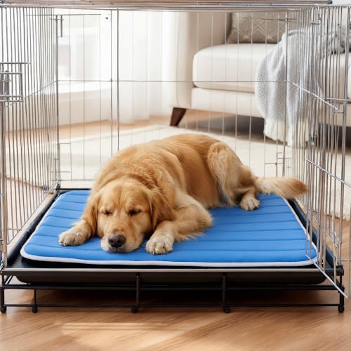 Dog Cooling Mat, Super Thick Cold Memory Sponge Cooling Mat for Dog,Foldable Crate Pet Bed & Non-Slip, (Q-Max > 0.45) Lon...