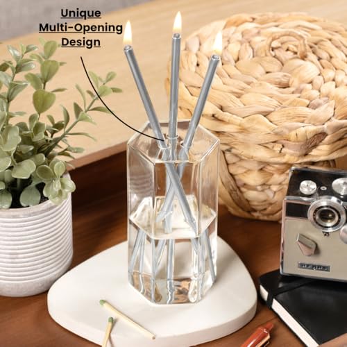 Craftmont Refillable Candle Set - Unscented Paraffin Oil Candles Set with Metal Candlesticks, Glass Vase & Steel Funnel - ...