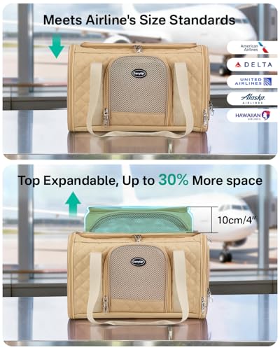 CarryTip Cat Carrier Airline Approved 17x11x9.5 Inches, Top Expandable Soft Sided Pet Travel Carrier for Cats & Small Dog...