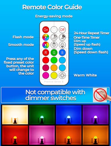 ILC RGB LED Color Changing Light Bulb, 40W Equivalent, 450LM, 2700K Warm White 5W E26 Screw Base RGBW, Flood Light Bulb- 1...