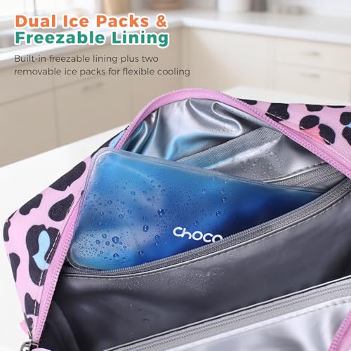 Choco Mocha Snack Bag for Kids Small Cooler Bags Insulated & Freezable Snack Bag For School Toddler Snacks Bag, Fluid Purple