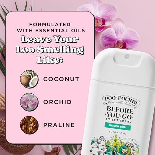 Poo-Pourri Before-You-Go Pocket Toilet Spray, Travel Essentials, Beach Bum, 1 Fl Oz, Up to 50 Uses, On-The-Go Bathroom Odo...