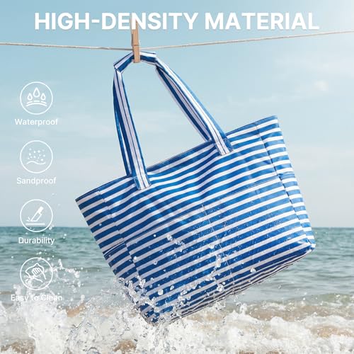G4Free Beach Bag Waterproof Sandproof, Large Foldable Beach Tote with Zipper for Women, Pool Travel Swim Grocery Tote Bags