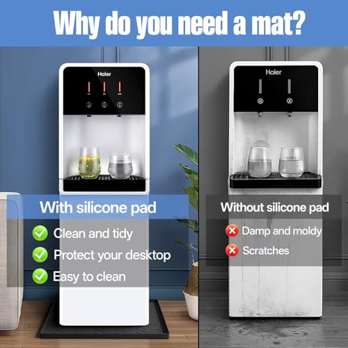 Water Cooler Mat – 19.7" x 19.7" Silicone Water Dispenser Mat for Floor & Countertop, Spill-Proof & Waterproof Tray for Co...