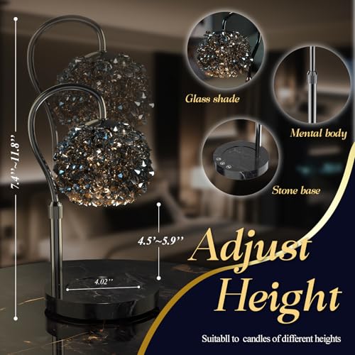 VXUNLIOR Luxury Candle Warmer Lamp with Timer & Dimmable Brightness, Crystal Gemstone Shade & Premium Base - Adjustable Wa...