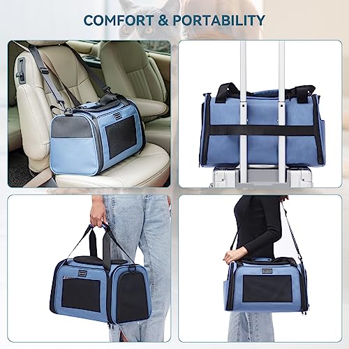 PETSFIT Pet Carrier, Dog Carrier Airline Approved, Collapsible Soft Sided TSA Approved Pet Carrier for Small and Medium Ca...