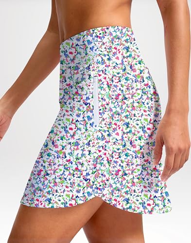 G Gradual 18" Golf Skirts for Women Zipper Pockets Mid Length Skort with Shorts Underneath High Waist Tennis Pickleball