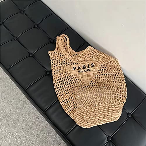 POOOPSSD New Woven Bag, Straw Mesh Tote Bag, Beach, Shoulder Bag, Hobo Women, Foldable Large Capacity, for Holiday.