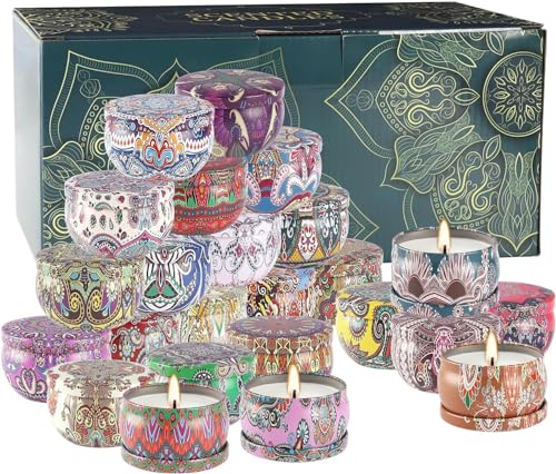 WPONSZU Scented Candles Gifts Set 24 Pack Soy Wax Travel Tin Jar Candles for Home 2.5 OZ jar Candles for Mom for Christma...