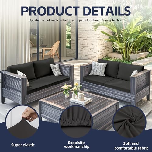 GALYEJIA 8 Pcs Outdoor Cushion Covers Patio Cushion Covers Cushion Covers for Outdoor Furniture Stretch Patio Cushion Cove...