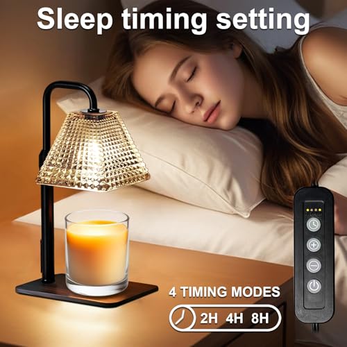 MUJTEO Candle Warmer Lamp with Timer Dimmer Adjustable Height,Electric Dimmable Wax Warmer for Scented Jar Candles,Mom Bir...