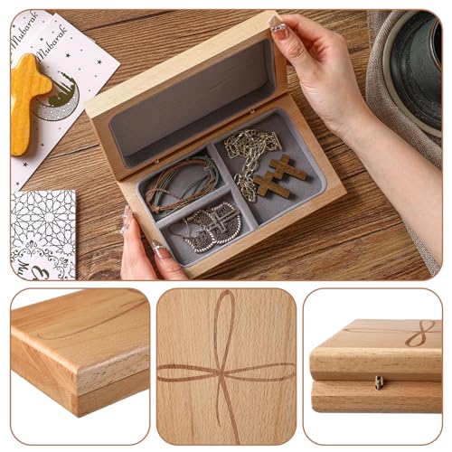 GlikCeil First Communion Keepsake Box, Engraved Wooden Rosary Box with Felt Lining, Catholic 1st First Holy Communion Gif...