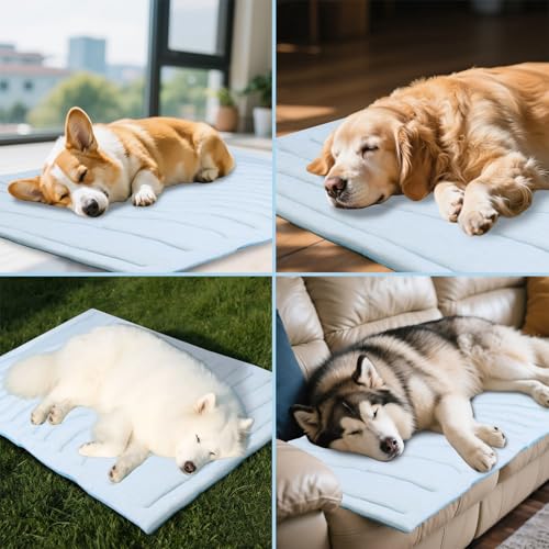 BECEMURU Dog Cooling Mat, Thickened Soft Pet Cooling Pad for Summer, 36"x23" Pet Bed for Crate Kennel Sofa, Q-MAX＞0.45, No...