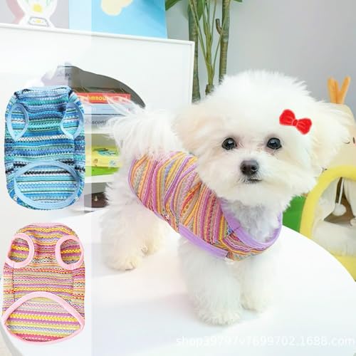 JAAQUCD 2 Pack Summer Small Dog T-Shirts with Leash Ring Breathable Girl Puppy Clothes Cooling Boy Cats Outfits Sleeveless...