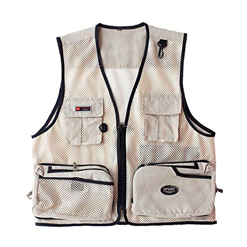 Rizanee Foldable Outdoor Fishing Camping Travel Mesh Vest, Multi-Pockets Photography Lightweight Vests