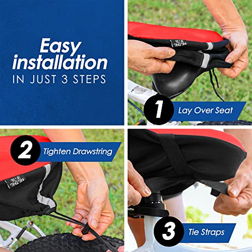 Blue Onion Gel Bike Seat Covers with Safety Reflector - The Most Comfortable Exercise Bike Seat Cushion Cover with Thicker...