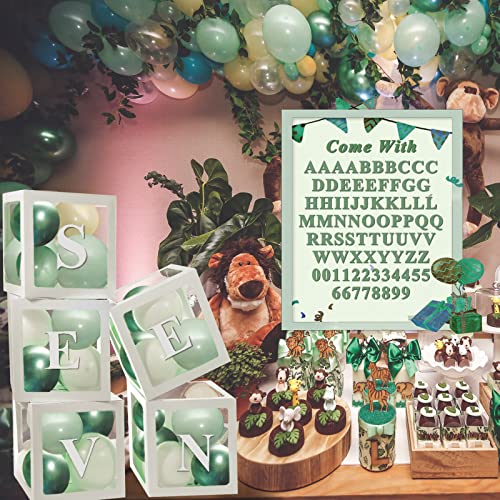 White Transparent Balloon Boxes, Clear Baby Boxes with 78 Letters for Custom Name, Balloon Box Blocks Backdrop for Bride S...