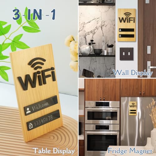 Parvigo WIFI Sign, Solid Wood Table or Wall WIFI Password Sign for Home Guest Room Busines, Magnet Aesthetic Primitive Rew...