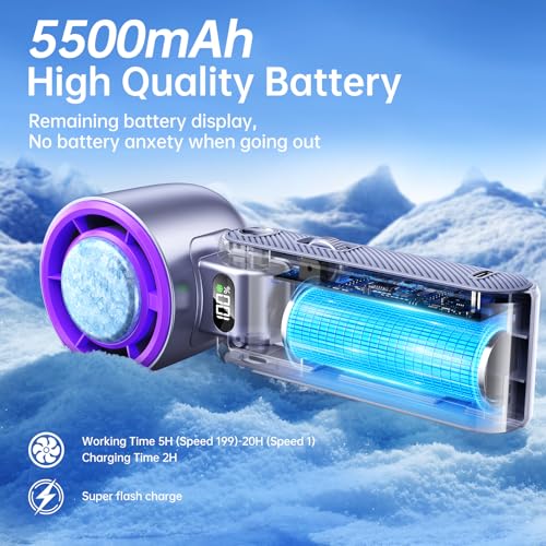 Coolhill Pro Handheld Portable fan with Turbo Cooling - Hand Held Fan Rechargeable, 1-199 Speeds, Up to 12Hrs Battery Lif...
